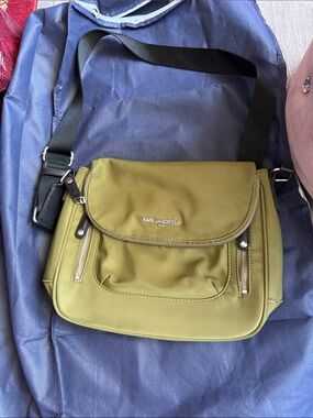 Karl Lagerfeld Olive Green Nylon Messenger Bag with Black Strap